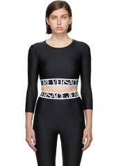 Versace Jeans Couture Black Logo Crop Long Sleeve T-Shirt