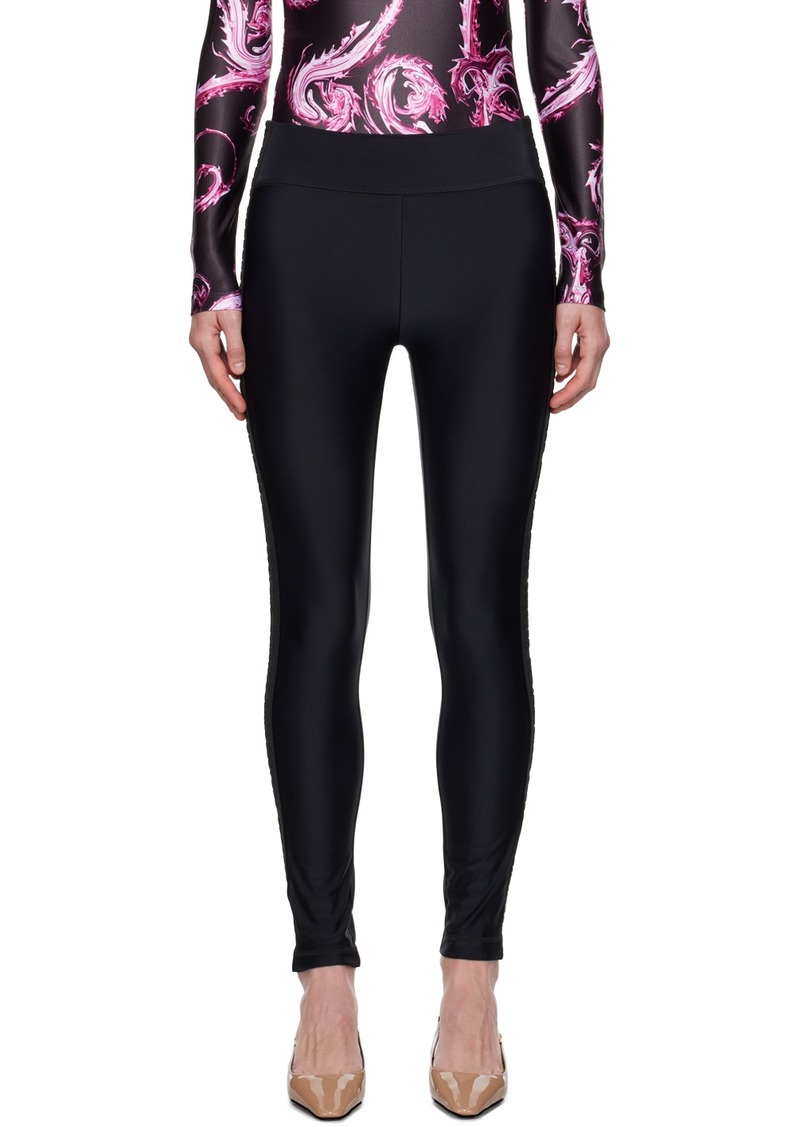 Versace Jeans Couture Black Logo-Woven Trim Leggings