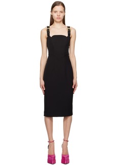 Versace Jeans Couture Black Pin-Buckle Midi Dress