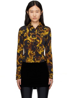 Versace Jeans Couture Black Printed Long Sleeve Shirt