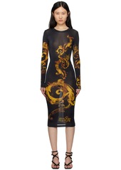 Versace Jeans Couture Black Printed Midi Dress