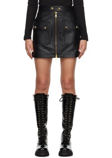 Versace Jeans Couture Black V-Emblem Leather Miniskirt