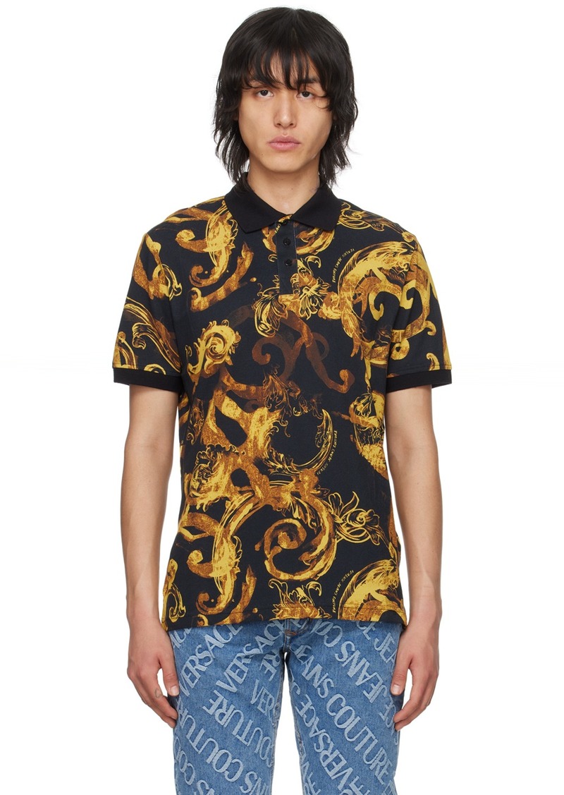 Versace Jeans Couture Black Watercolor Couture Polo