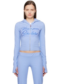 Versace Jeans Couture Blue Crystal-Cut Hoodie