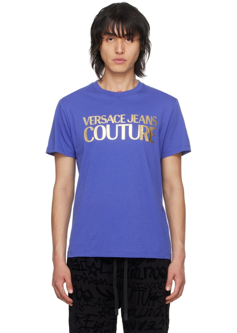 Versace Jeans Couture Blue Glittered T-Shirt