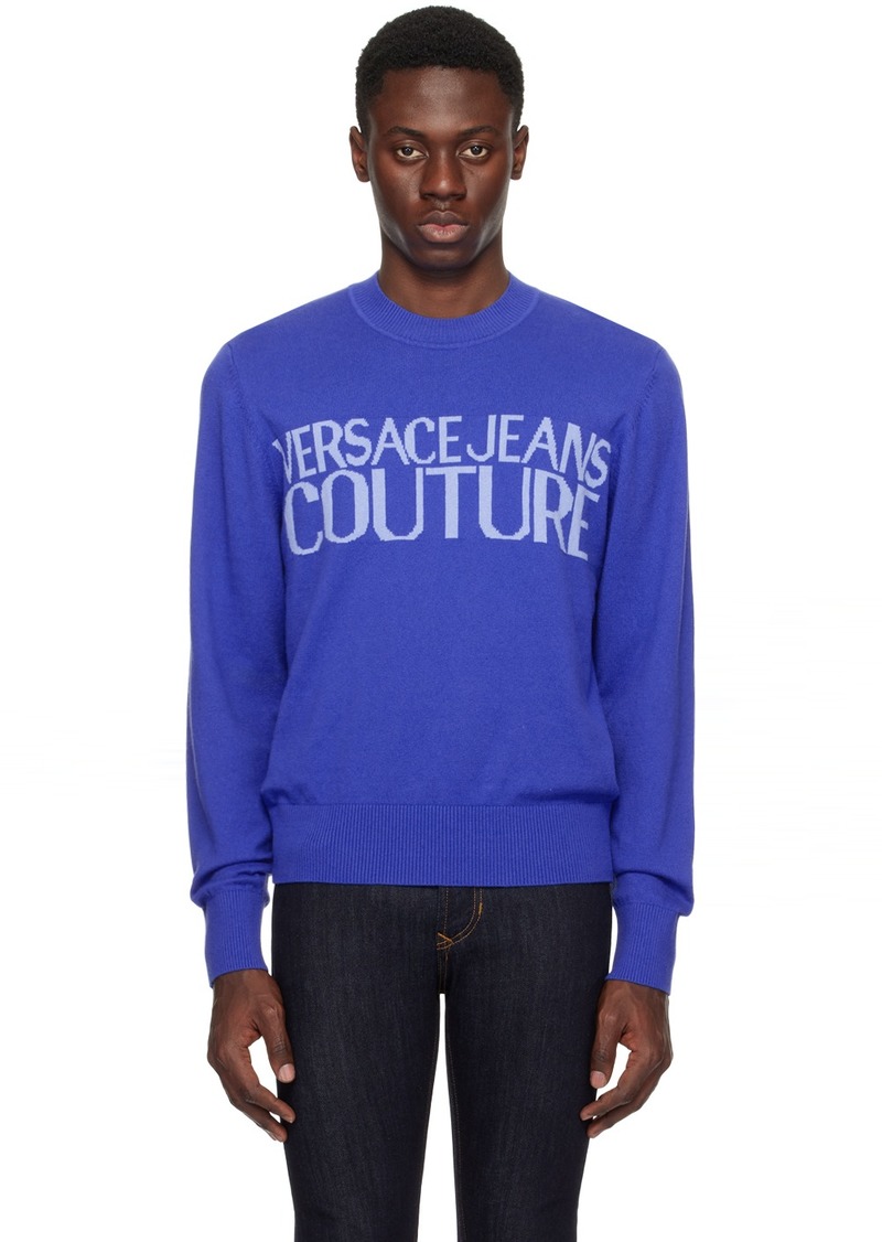 Versace Jeans Couture Blue Intarsia Sweater