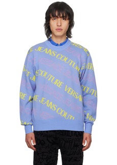Versace Jeans Couture Blue Jacquard Sweater