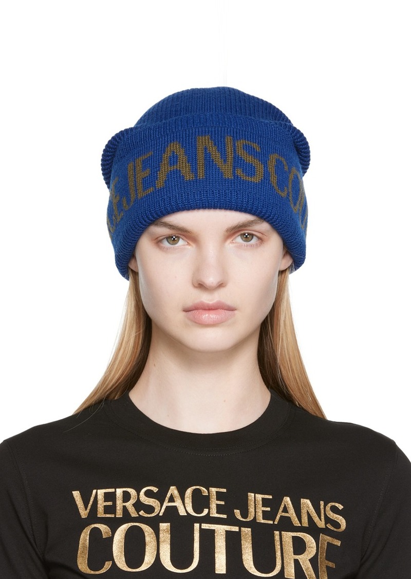 Versace Jeans Couture Blue Logo Beanie