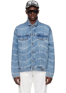 Versace Jeans Couture Blue Pattern Denim Jacket