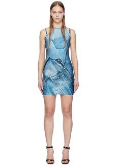 Versace Jeans Couture Blue Printed Minidress