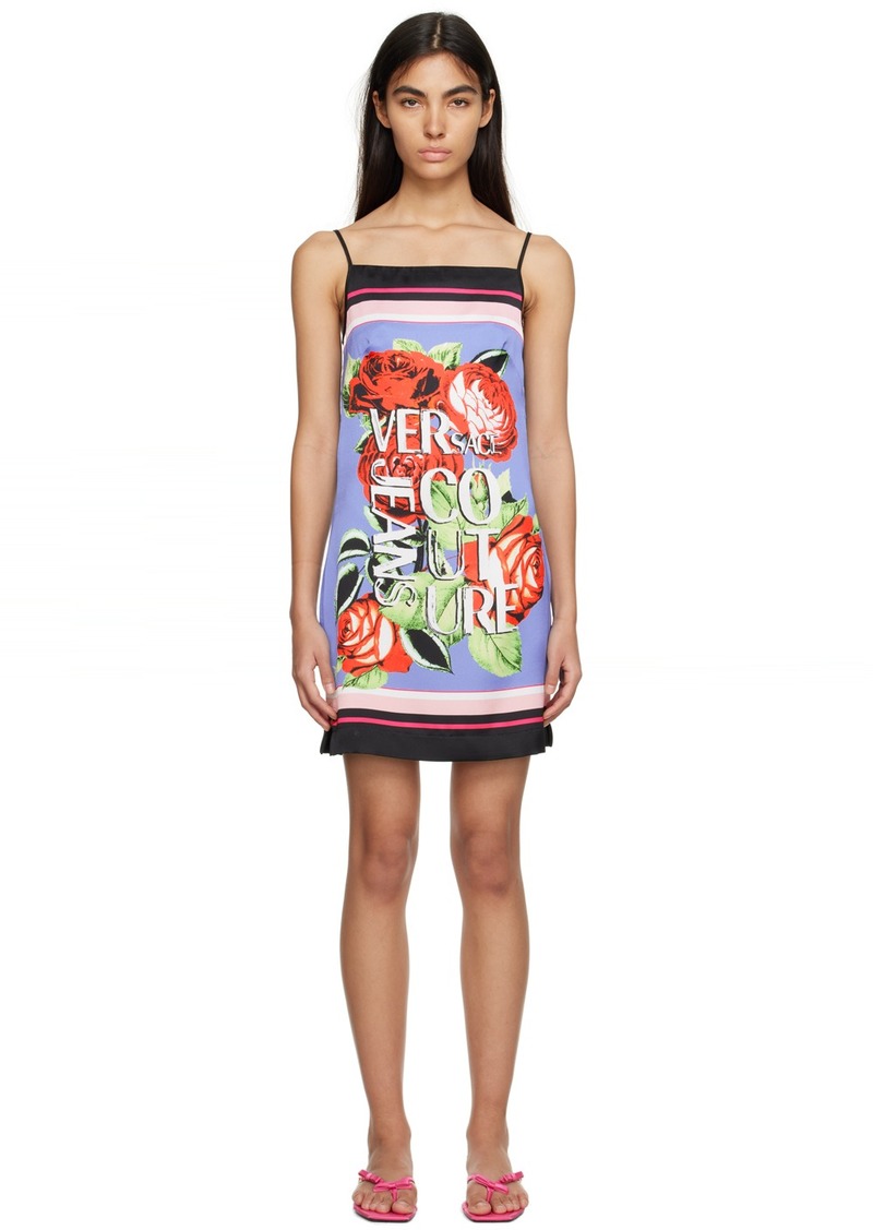 Versace Jeans Couture Blue Roses Minidress