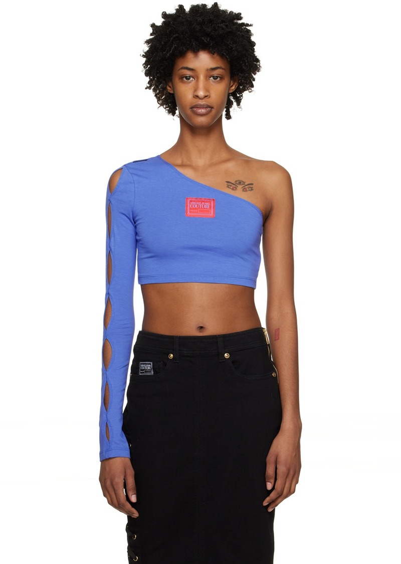 Versace Jeans Couture Blue Single-Shoulder Long Sleeve T-Shirt