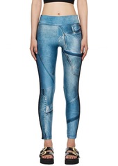 Versace Jeans Couture Blue Trompe L'ail Leggings