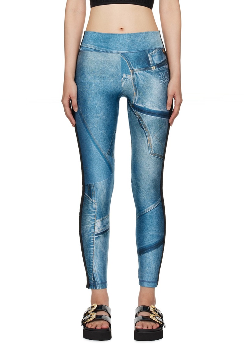 Versace Jeans Couture Blue Trompe L'ail Leggings