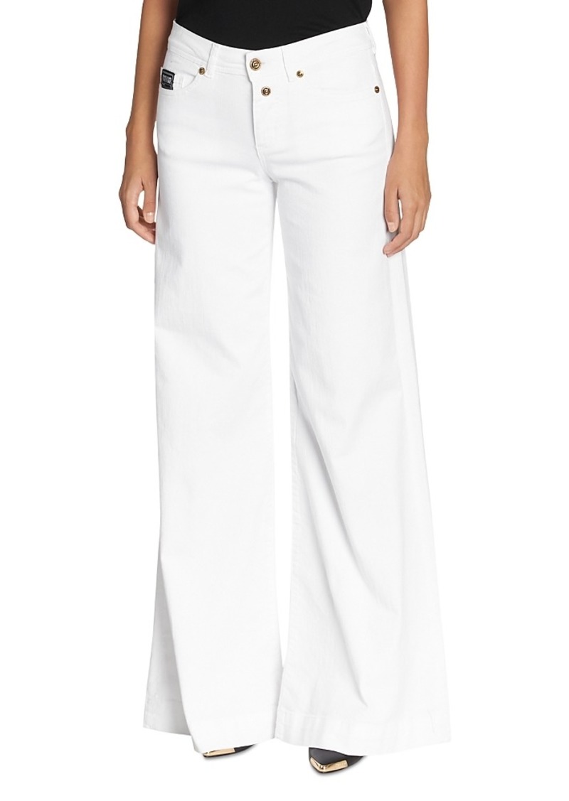 Versace Jeans Couture Drill High Rise Cotton Straight Jeans in White