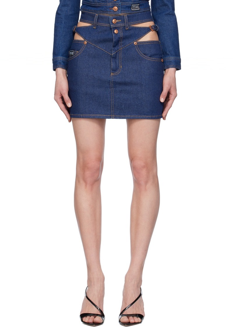 Versace Jeans Couture Indigo Cutout Denim Miniskirt