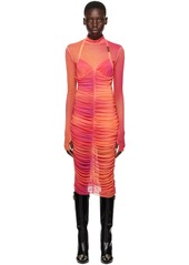 Versace Jeans Couture Pink Ruched Midi Dress