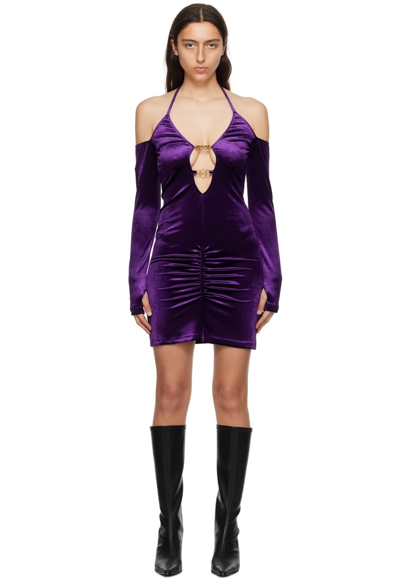 Versace Jeans Couture Purple Ruched Minidress