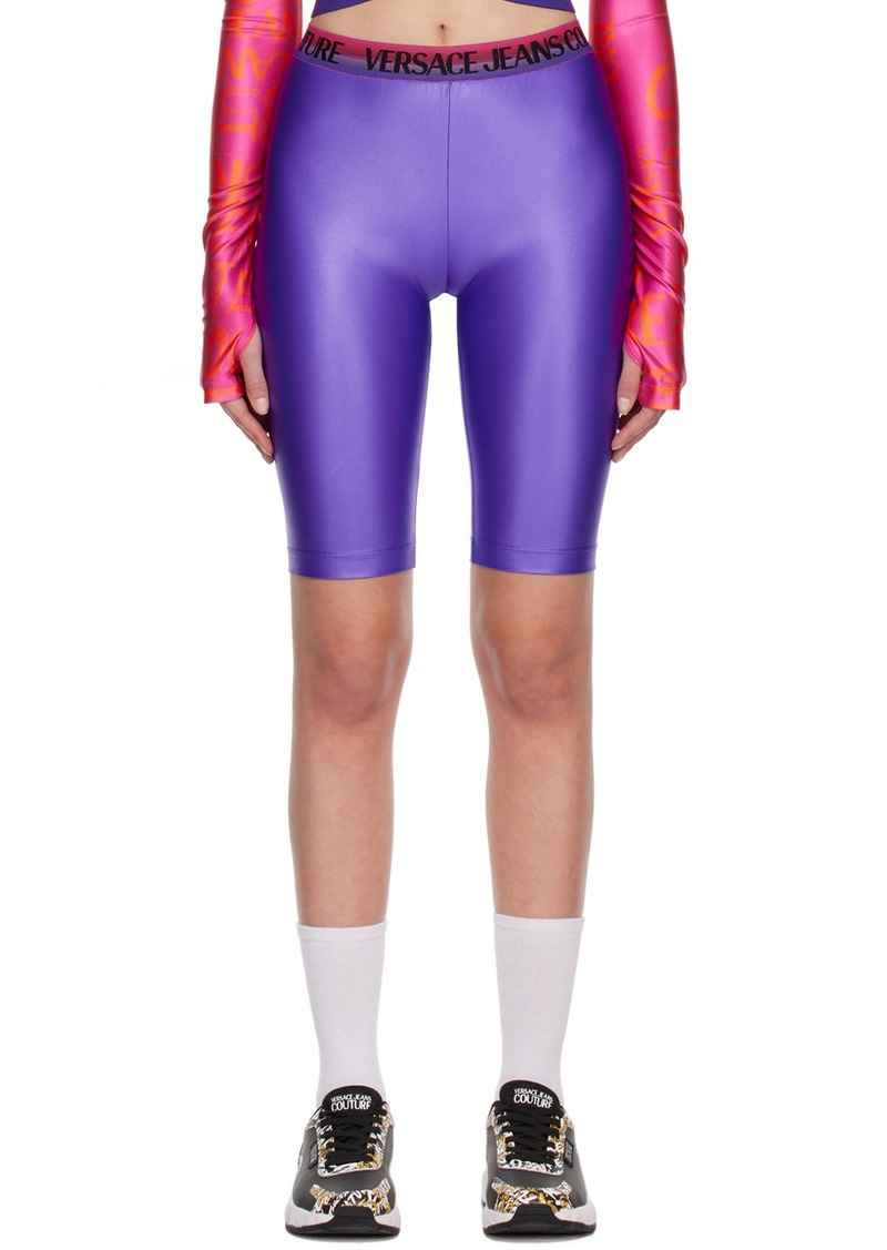 Versace Jeans Couture Purple Shiny Bike Shorts