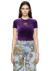 Versace Jeans Couture Purple Velvet Cropped Logo T-Shirt