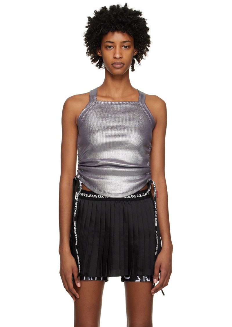 Versace Jeans Couture Silver Ruched Tank Top