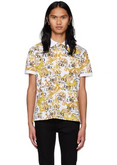 Versace Jeans Couture White & Yellow Printed Polo