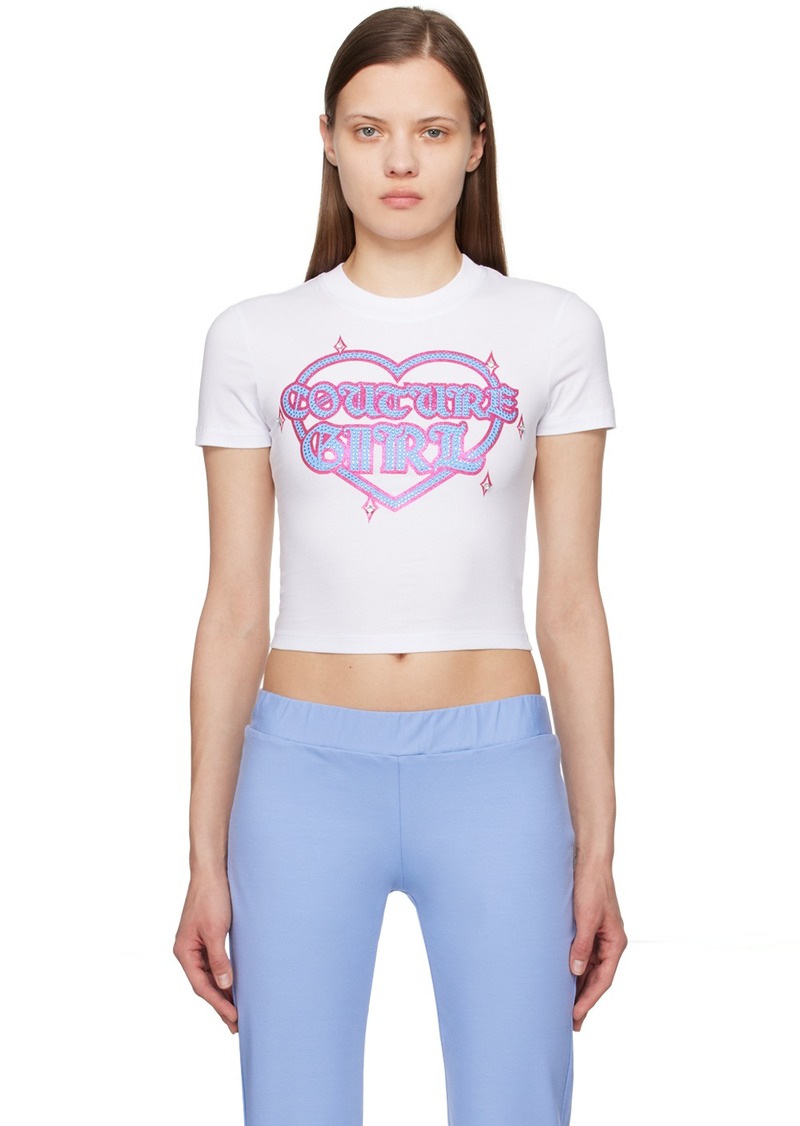 Versace Jeans Couture White Crystal-Cut T-Shirt