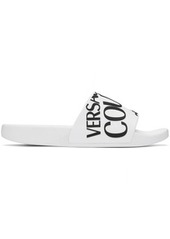 Versace Jeans Couture White Embossed Pool Slides