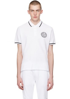 Versace Jeans Couture White Embroidered Polo