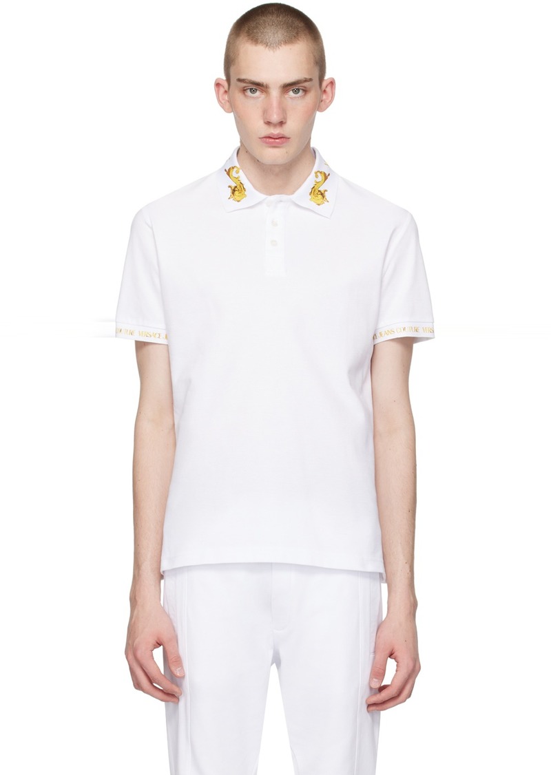 Versace Jeans Couture White Print Polo