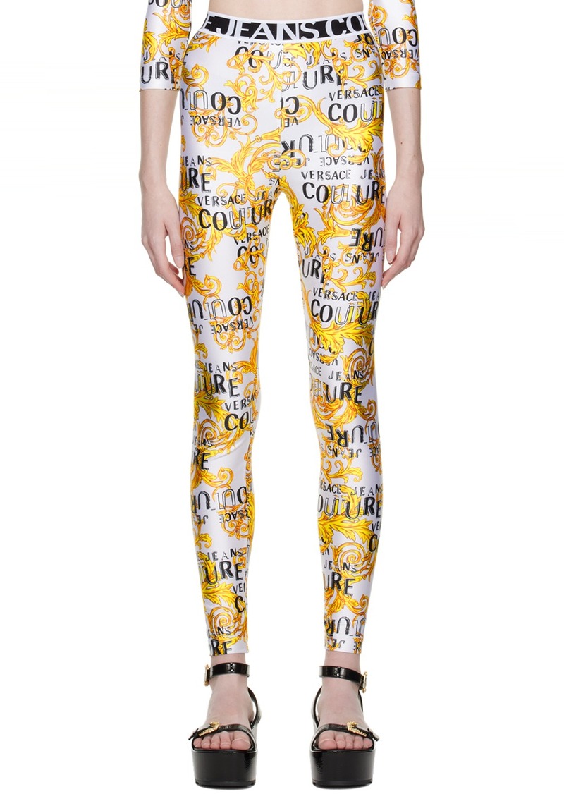 Versace Jeans Couture White Printed Leggings