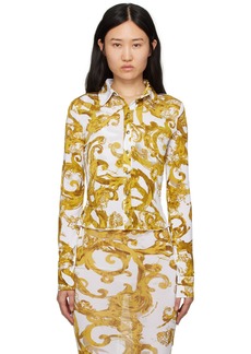 Versace Jeans Couture White Printed Long Sleeve Shirt
