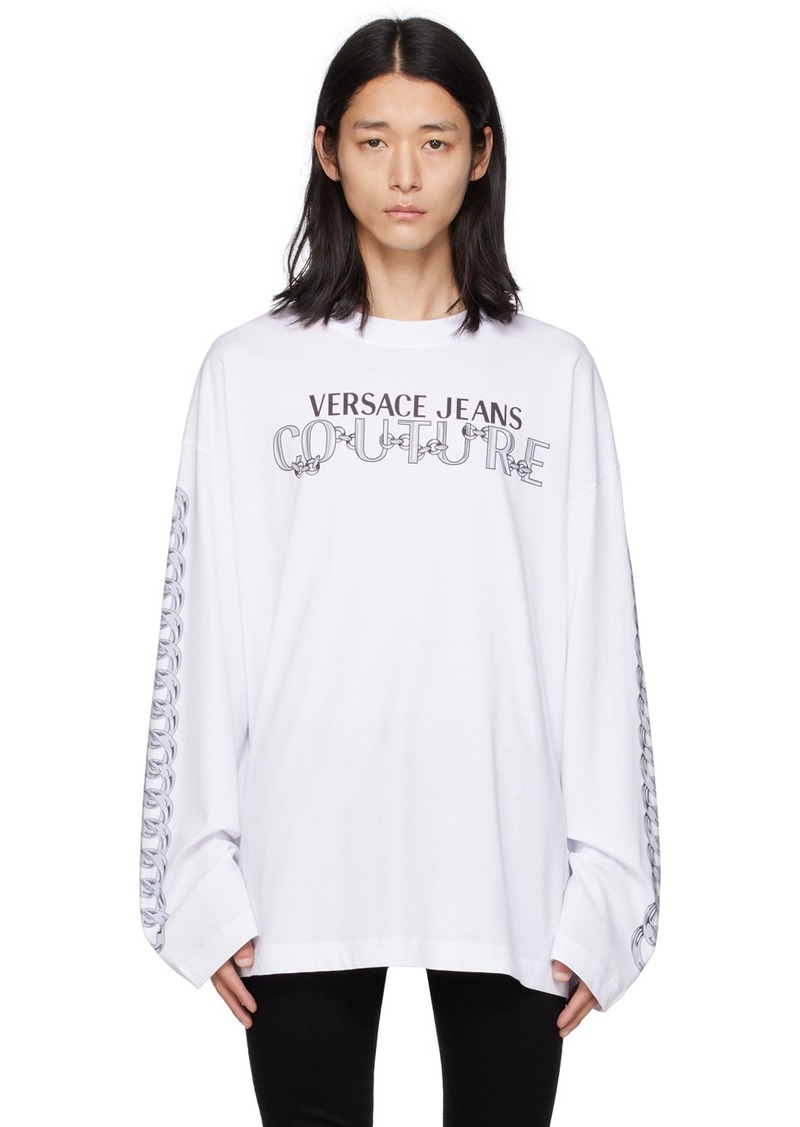 Versace Jeans Couture White Printed Long Sleeve T-Shirt