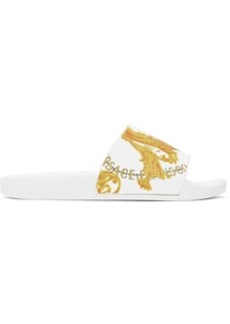 Versace Jeans Couture White Shelly Chain Couture Slides