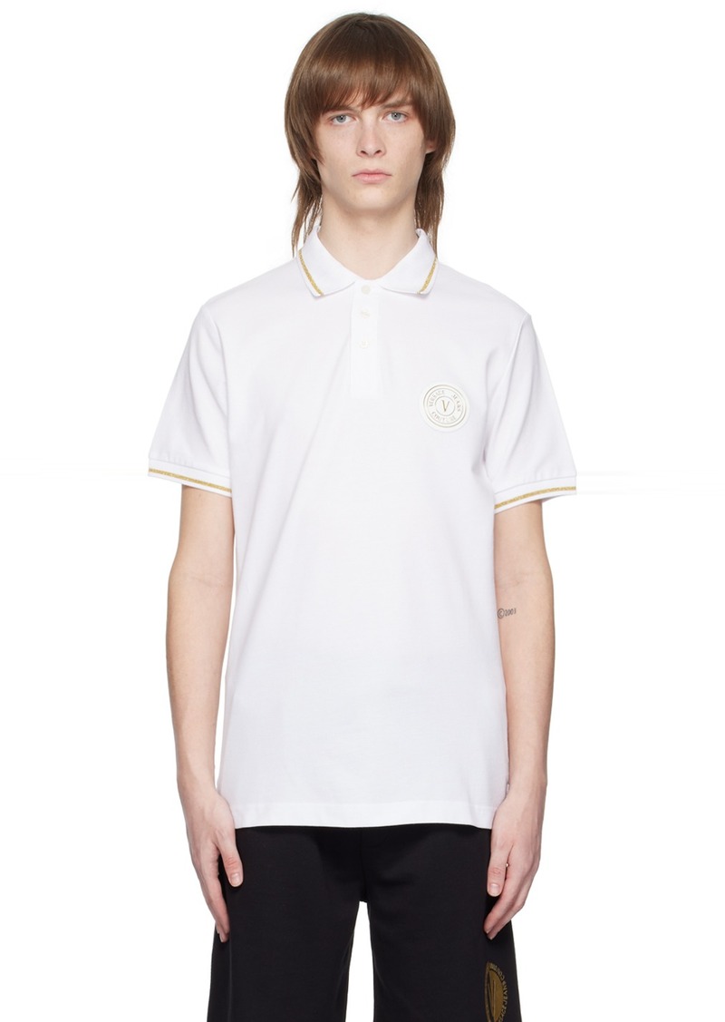 Versace Jeans Couture White V-Emblem Polo