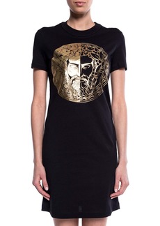 Versace Jeans Couture Women's Black Gold Logo Short Sleeve T-Shirt Dress