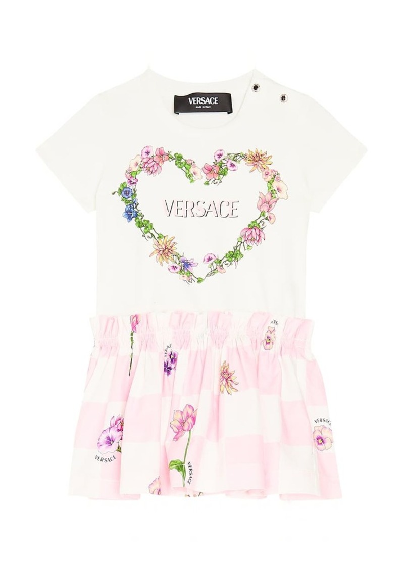 Versace Kids Baby logo cotton-blend jersey dress