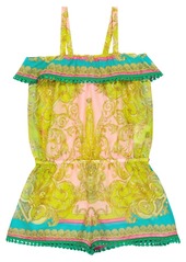 Versace Kids Barocco Goddess cotton and silk playsuit