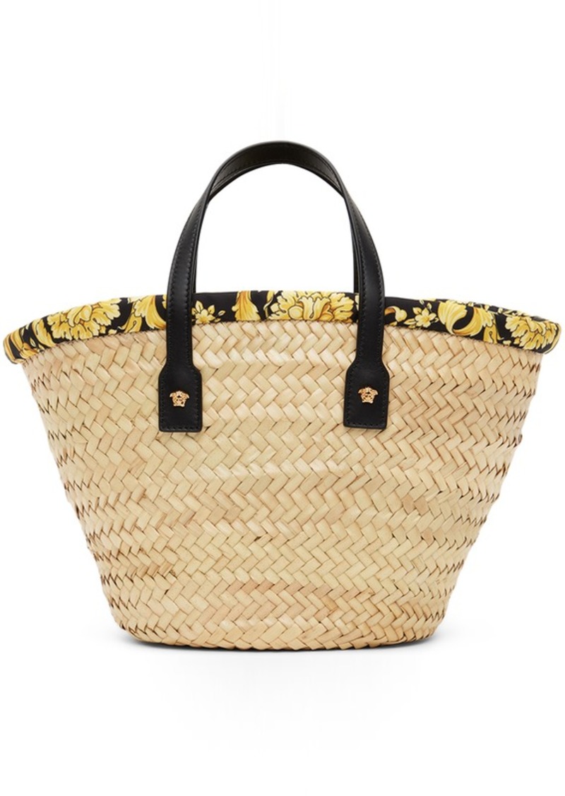 Versace Kids Beige Barocco Straw Bag