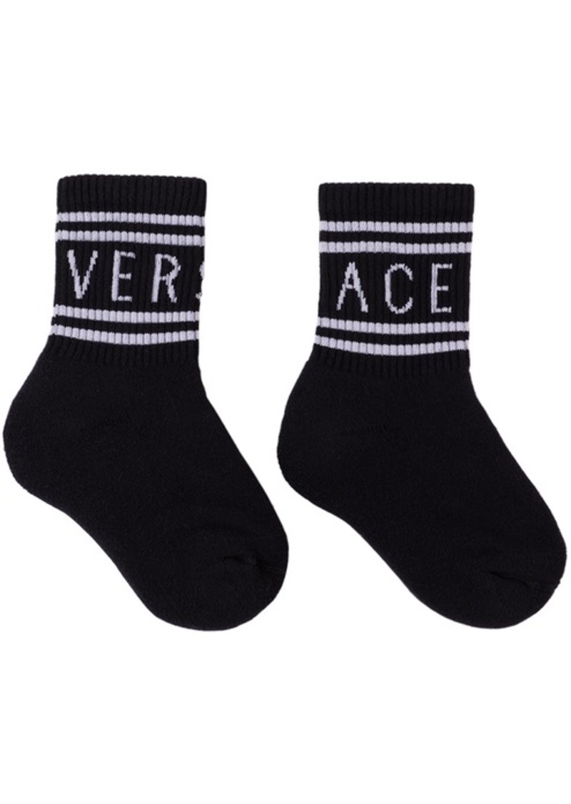Versace Kids Black Logo Socks