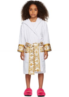Versace Kids White I Heart Baroque Hooded Bath Robe