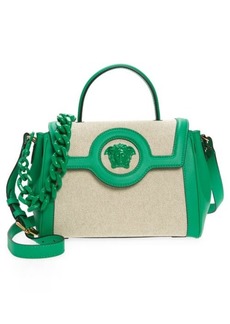 Versace La Medusa Houndstooth Top Handle Bag in Rope Bright Green-Versace Gold at Nordstrom