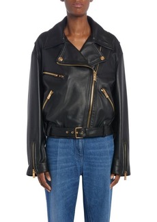 Versace Lambskin Leather Biker Jacket