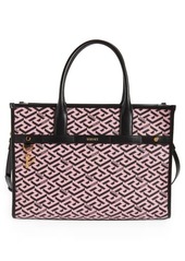 Versace Large La Greca Monogram Coated Canvas Tote in Candy Black Orchid Pineapple at Nordstrom