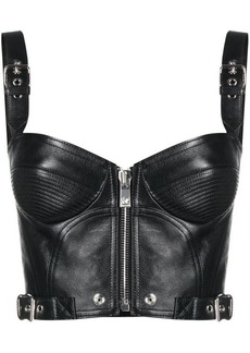 VERSACE Leather cropped top