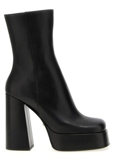 VERSACE Leather platform ankle boots