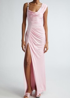 Versace Medusa '95 Draped Crepe & Jersey Gown