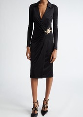 Versace Medusa '95 Long Sleeve Wrap Dress