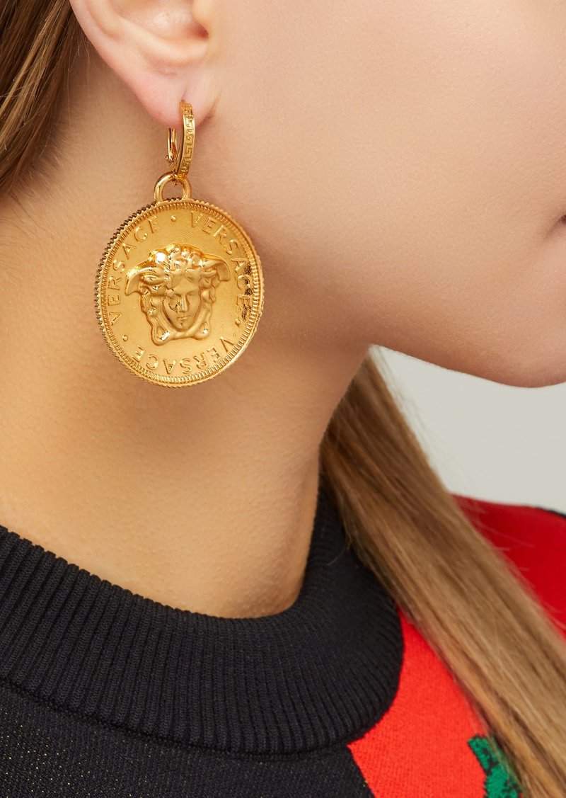 versace medusa coin earrings