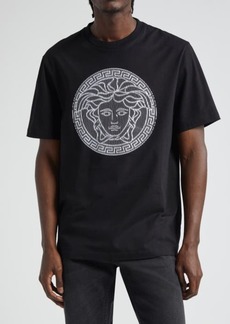 Versace Medusa Embroidered Cotton T-Shirt